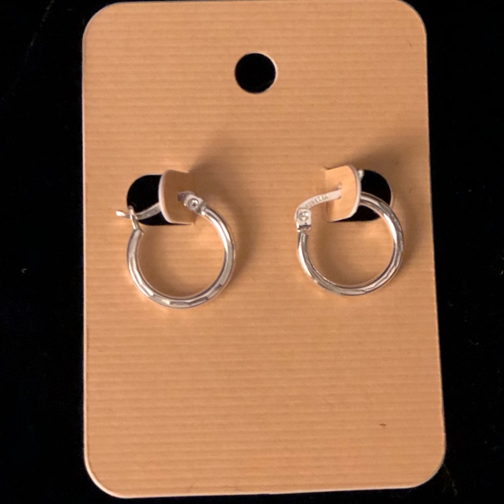 Silver hoop pierced earrings